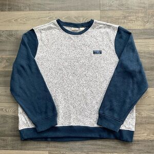 LL Bean Sweater Fleece Crewneck Sweatshirt Men’s XL Grey Navy Pullover 515624